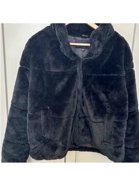 Plush Black Faux Fur Jacket